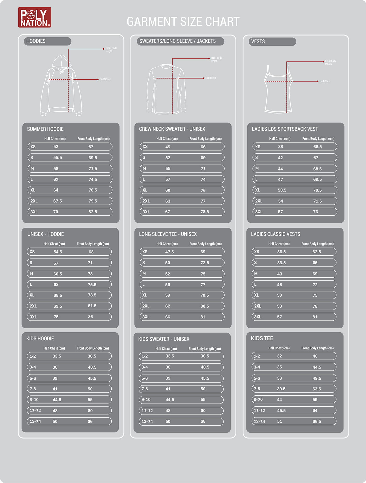 PN Garment Size Chart -1 Poly Nation Garment Size Chart
